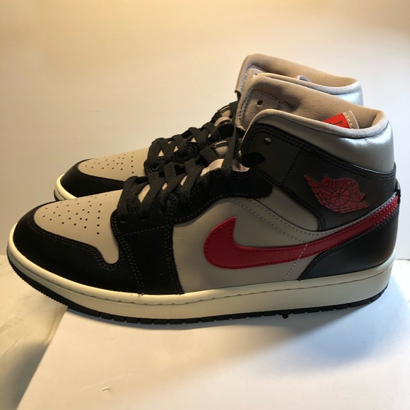 Nike Air Jordan 1 Mid Womens Black Grey Red  Sneakers - 11 US - Picture 6 of 14